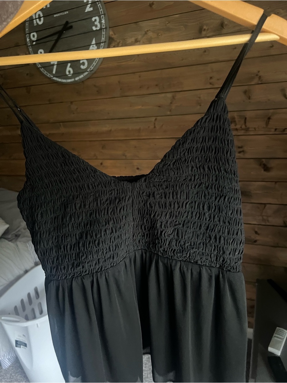 Old Navy Black Smocked Mini Slip Dress
